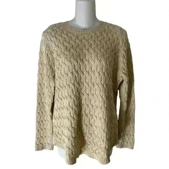 Jeanne Pierre Women's Crew Neck Sweater Beige Cotton Size XXL - Picture 2 of 11